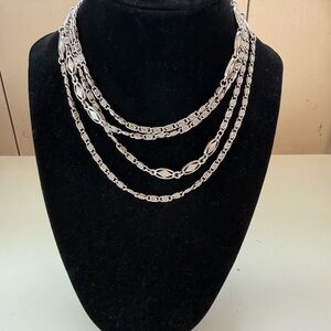 Vintage Monet Silver Tone Chain Necklace 56” Opera length Lobster Clasp Signed